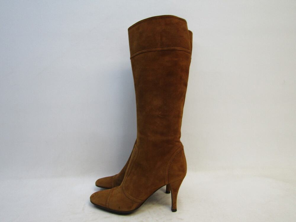 Sergio Rossi Womens Sz 36 EUR Brown Suede Zip 14.5" Shaft Fashion Boots